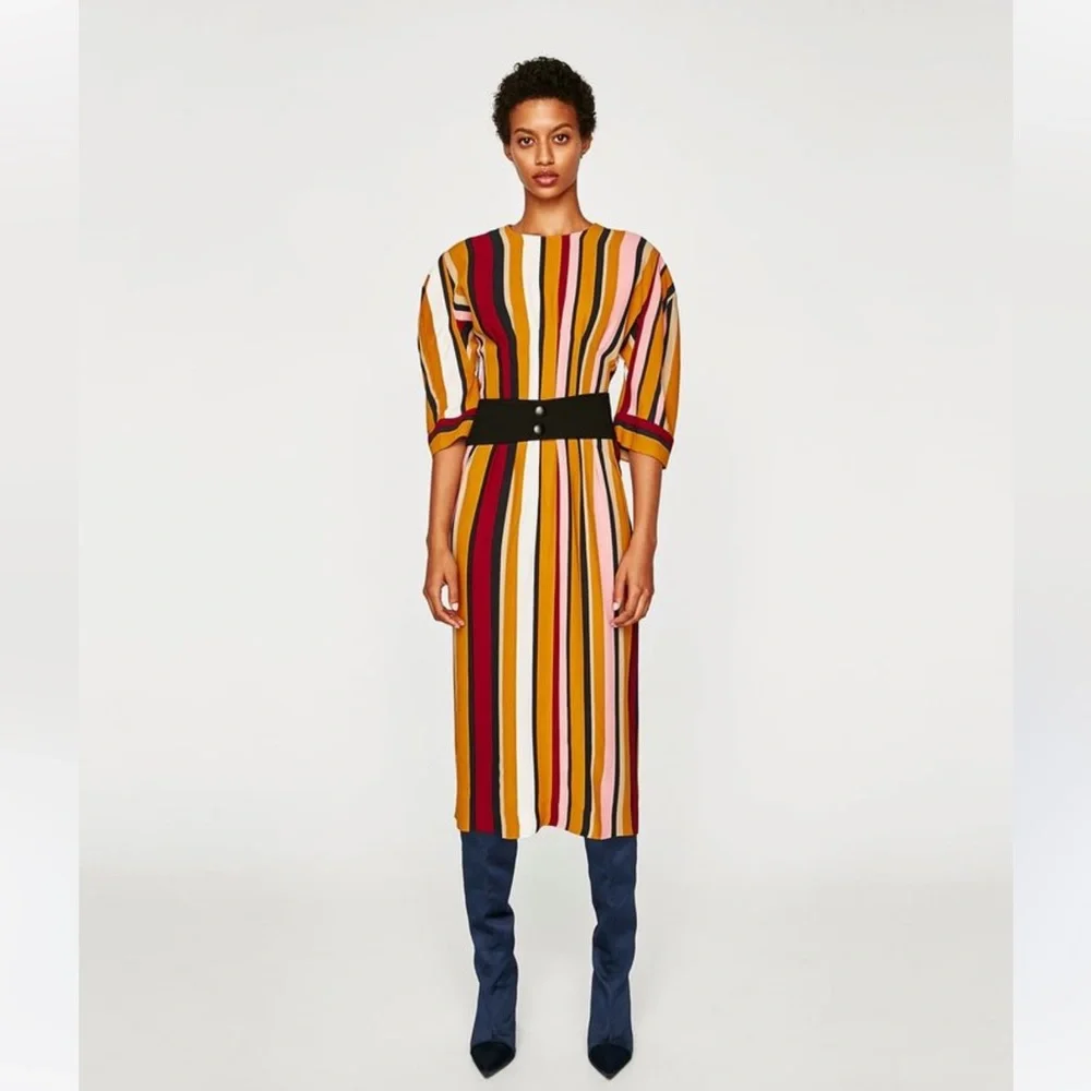 Zara Midi Striped Studio Dress - Picture 2 of 15